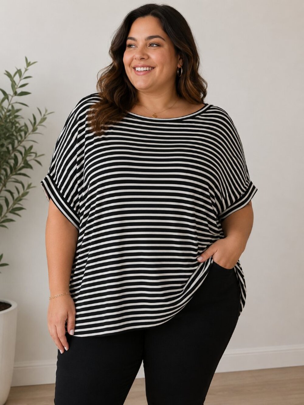 Lauren Ralph Lauren Striped Tunic Top 3X Coastal Minimalist Nautical